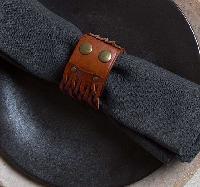 Bracelet Leather Wide Plaited