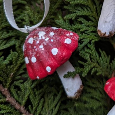 Mushroom Ornament Trio (Red &amp; White)