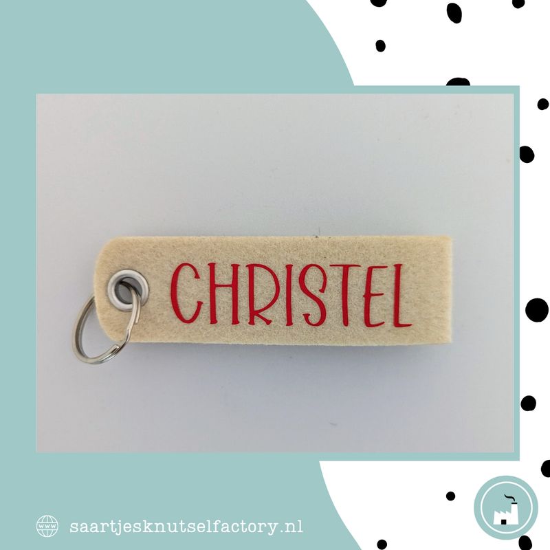 Gepersonaliseerde vilten sleutelhanger klein