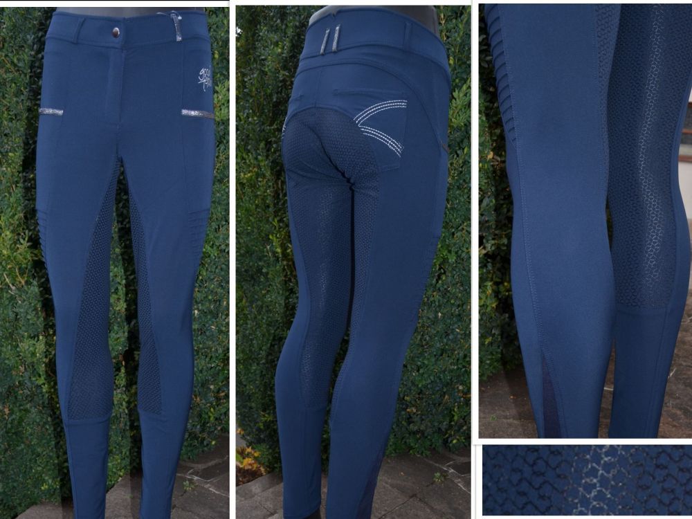 Perenial- Grip- Stiefelreithose aus hochelastischem Stoff für super angenehmen Tragekomfort in den Größen von 32- 48 in blau