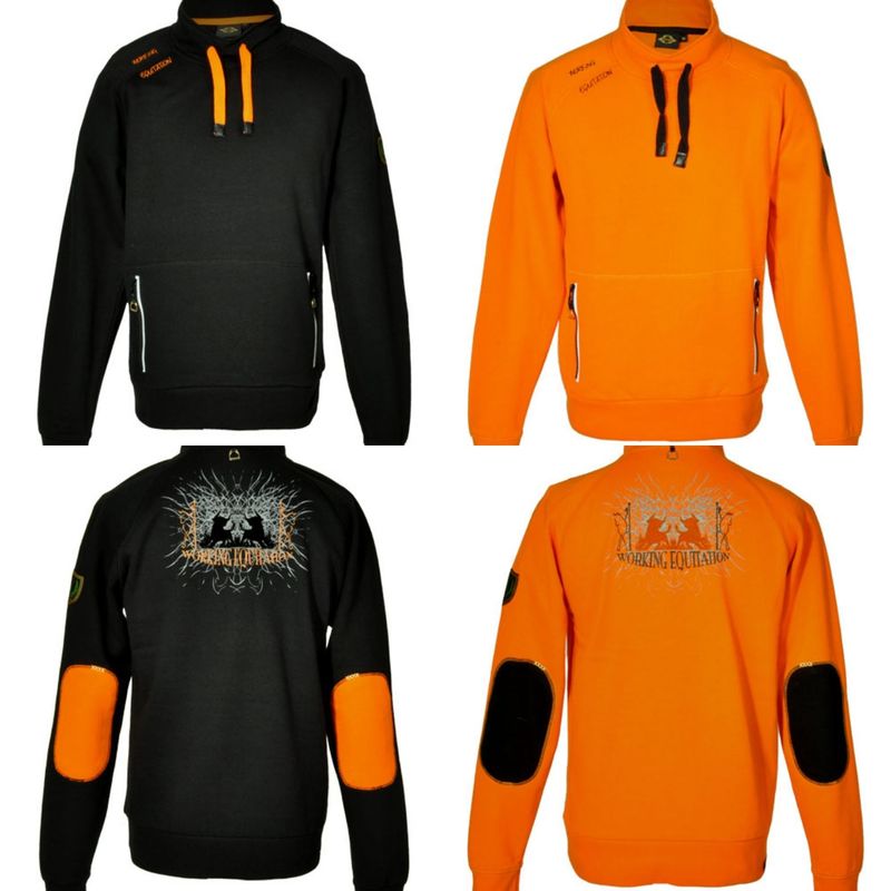 Über 75% Rabatt!! Sweatshirt mit zahlreichen Details und Working Equitation- Motiv am Rücken aus der Jutta Gaul Kollektion in orange oder schwarz! bisher 89,90 €, jetzt 22,40 € Über 75% Rabatt!! Sweatshirt mit zahlreichen Details und Working Equitation- Motiv am Rücken aus der Jutta Gaul Kollektion in orange oder schwarz! bisher 89,90 €, jetzt 22,40 €