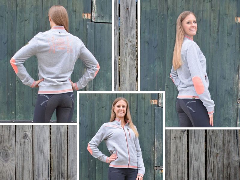 Über 75 % Rabatt! Damen Sweat- Jacke mit zahlreichen Details und Working Equitation- Motiv am Rücken aus der Jutta Gaul Kollektion in grau- melange in den Größen S- XL! Bisher 99.90 €, jetzt 24,90 € Über 75 % Rabatt! Damen Sweat- Jacke mit zahlreichen Details und Working Equitation- Motiv am Rücken aus der Jutta Gaul Kollektion in grau- melange in den Größen S- XL! Bisher 99.90 €, jetzt 24,90 €