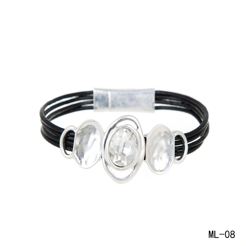 Armband Kristall schwarz/ 1-Reihig mit großem Strass-Stein