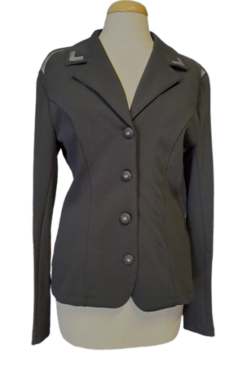 Hochelastisches, extrem leichtes Damen- Reit- Jacket von Cavalliera in schwarz mit silbernen Applikationen, in Größen S und L