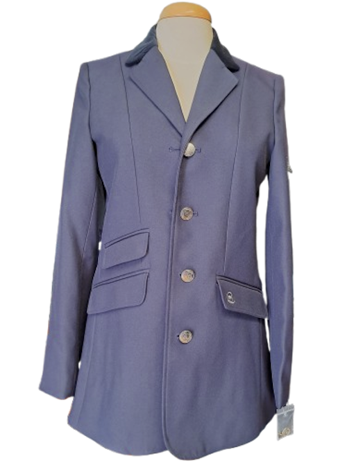 Edles Damen- Reit- Jacket von Equestro in marine und Samtkragen in marine, Größe 36