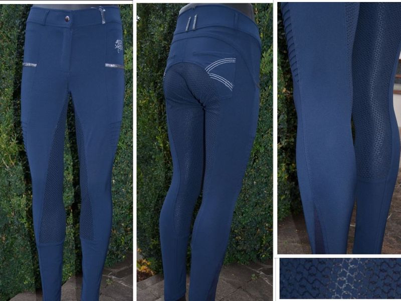 35% Rabatt! Perenial- Grip- Stiefelreithose aus hochelastischem Stoff für super angenehmen Tragekomfort in den Größen von 32- 48 in blau