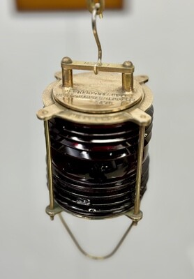 Original PERKO, Maritime Ship Salvage Brass nautical Cargo Vintage Electric Lamp - Red Glass