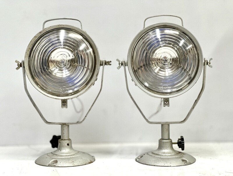 Antique Crouse Vintage Navy Ship Salvaged Old Aluminum Maritime Mini Spotlight Fixture Set of 2 pcs