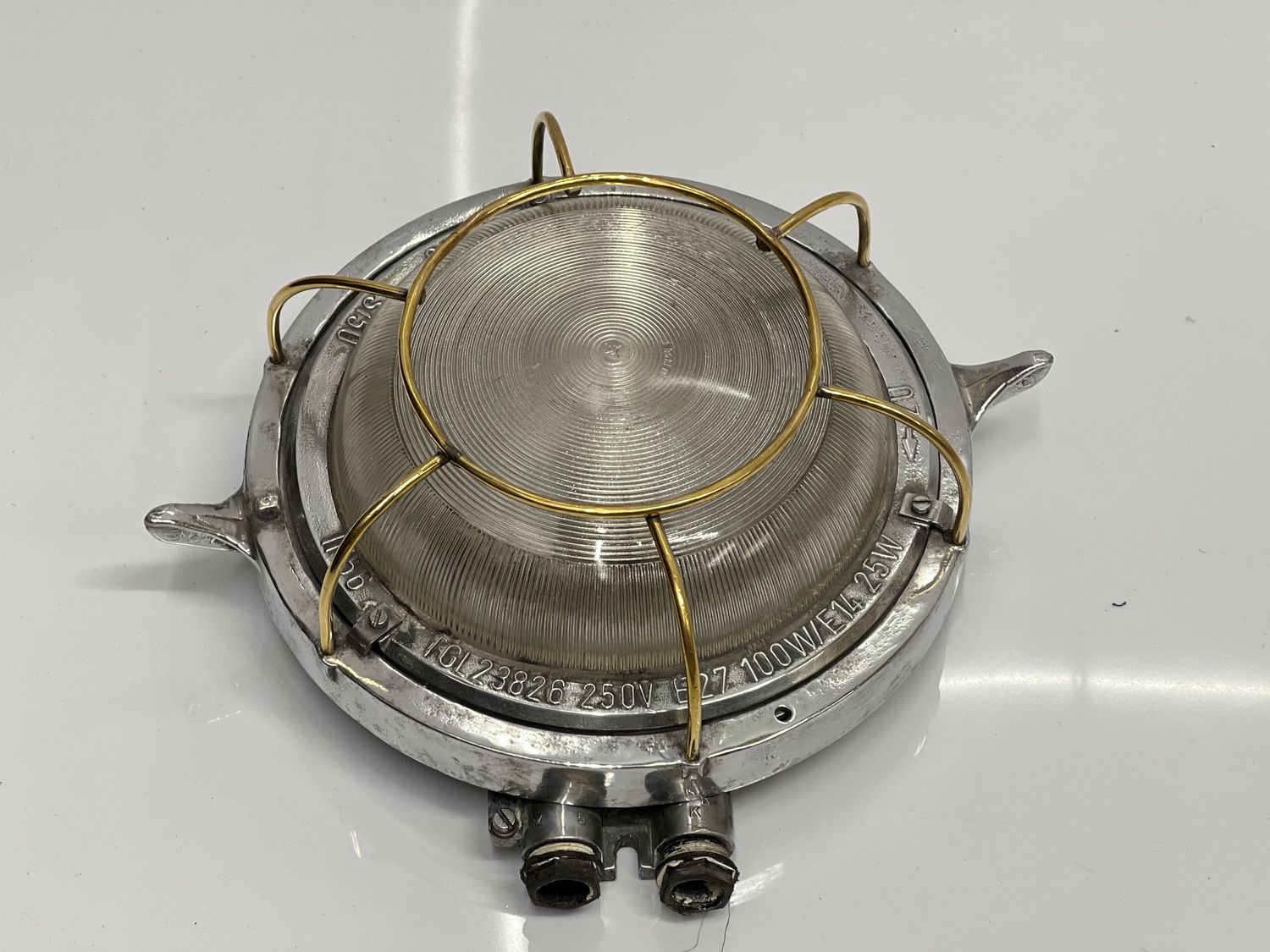 Vintage Industrial Russian Style Brass Cage Aluminium Body Ceiling Deck Light