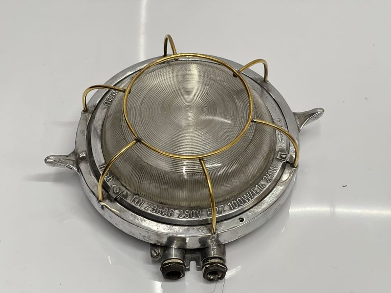 Vintage Industrial Russian Style Brass Cage Aluminium Body Ceiling Deck Light