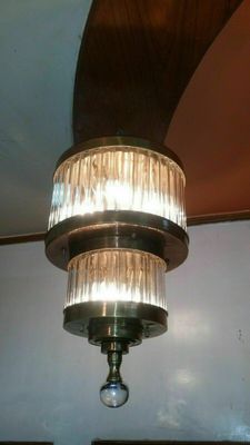 Victorian Theme Brass &amp; Glass Rod Ceiling Fixture Marine Ship Chandelier Lamp