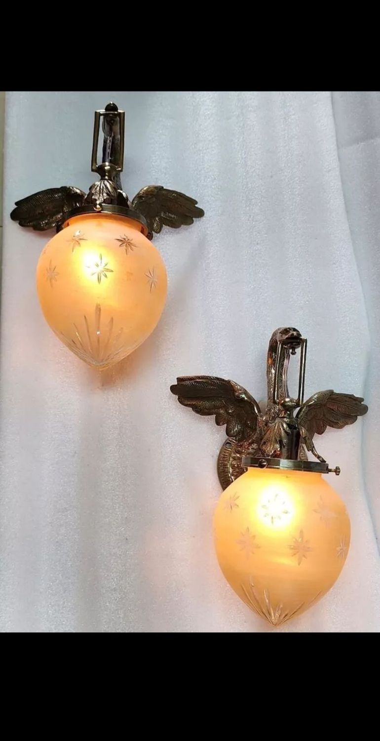 Handcraft Brass Retro Style Swan Wall Sconces Lamp Fixture Pair of 2