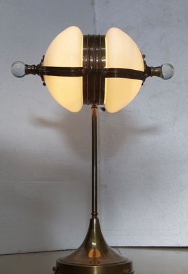 Elegance Timeless Art Deco Vintage Brass &amp; Milk Glass Shade Table Floor Lamp