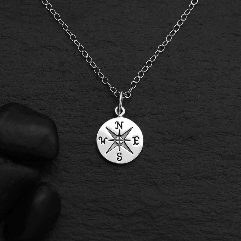 18&quot; Compass Necklace, Sterling Silver