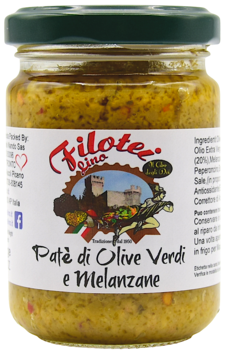 PATE' DI OLIVE VERDI E MELANZANE CON OLIO EVO - 130GR