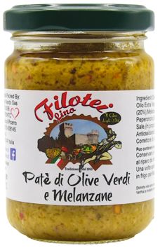 PATE' DI OLIVE VERDI E MELANZANE CON OLIO EVO - 130GR