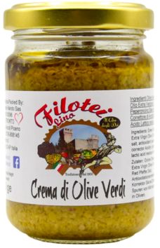 CREMA DI OLIVE VERDI PICCANTI CON OLIO EVO -130GR