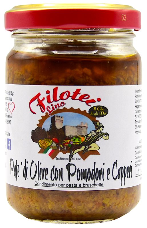 PATE' DI OLIVE POMODORI E CAPPERI  CON OLIO EVO