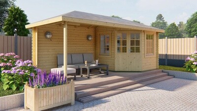 Blokhut - Tuinhuis 28mm Niklas met overkapping