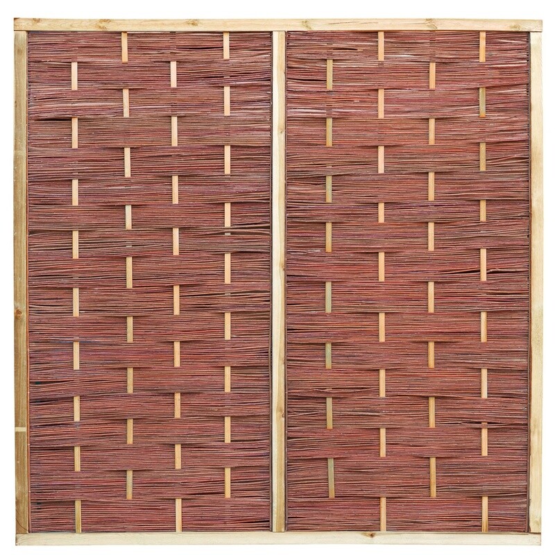 Wilgenteenscherm + houten lijst