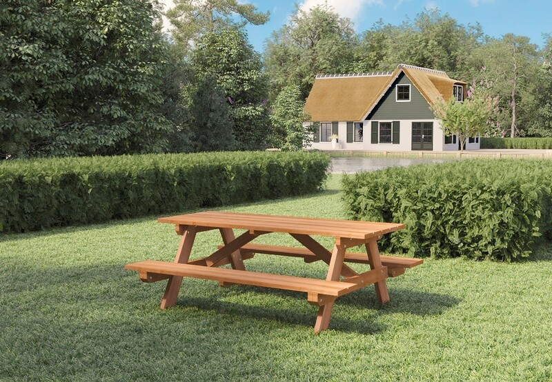 Hardhouten picknicktafel Business  Dikte: 35mm Afmeting: L200xB160xH75cm