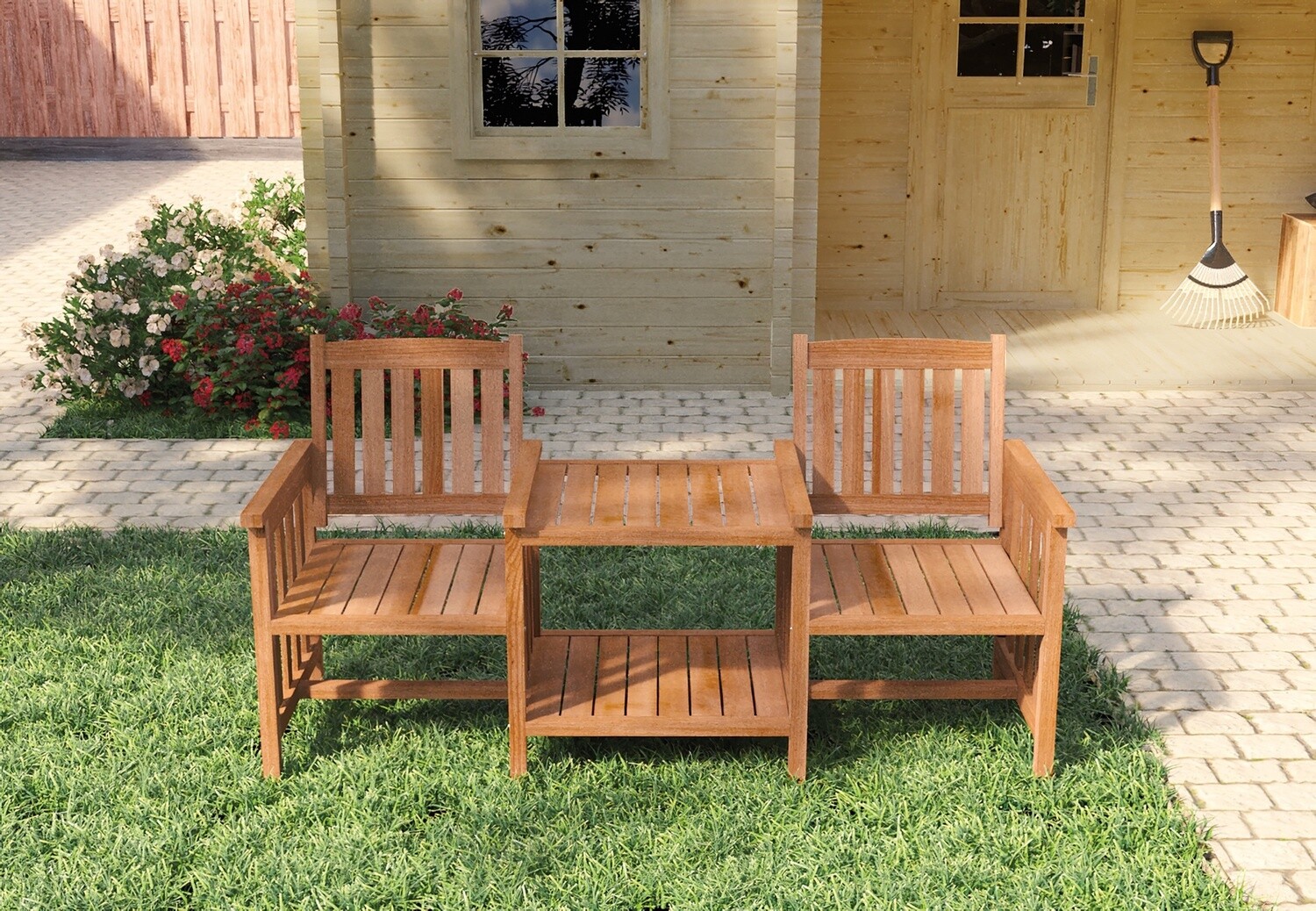 Hardhouten loveseat Standaard   Breedte: 164cm