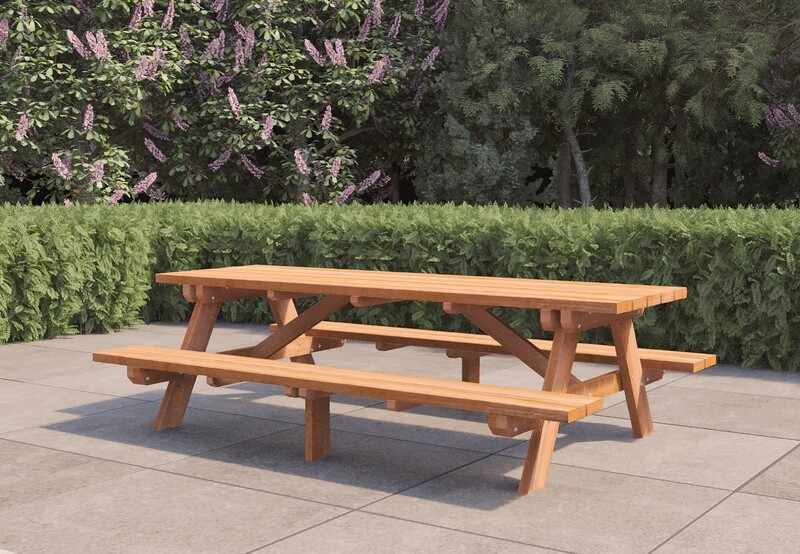 Hardhouten picknicktafel Giant  Dikte: 45mm Afmeting: L250xB160xH75cm