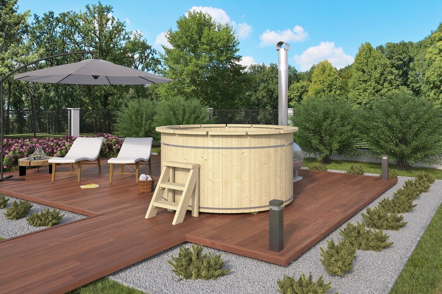 Hottub met externe aluminium kachel