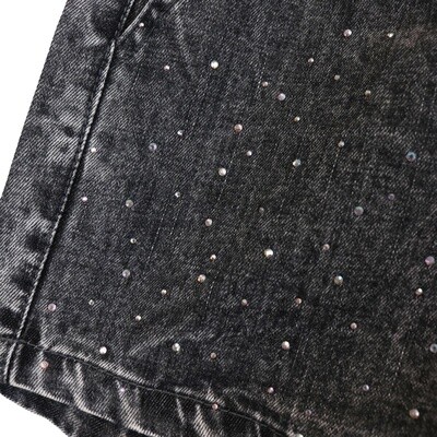 Rhinestone Stud Denim Shorts