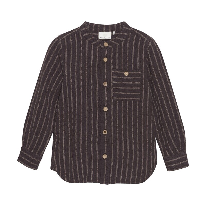 Woven Stripe LS Shirt | Coffee Bean