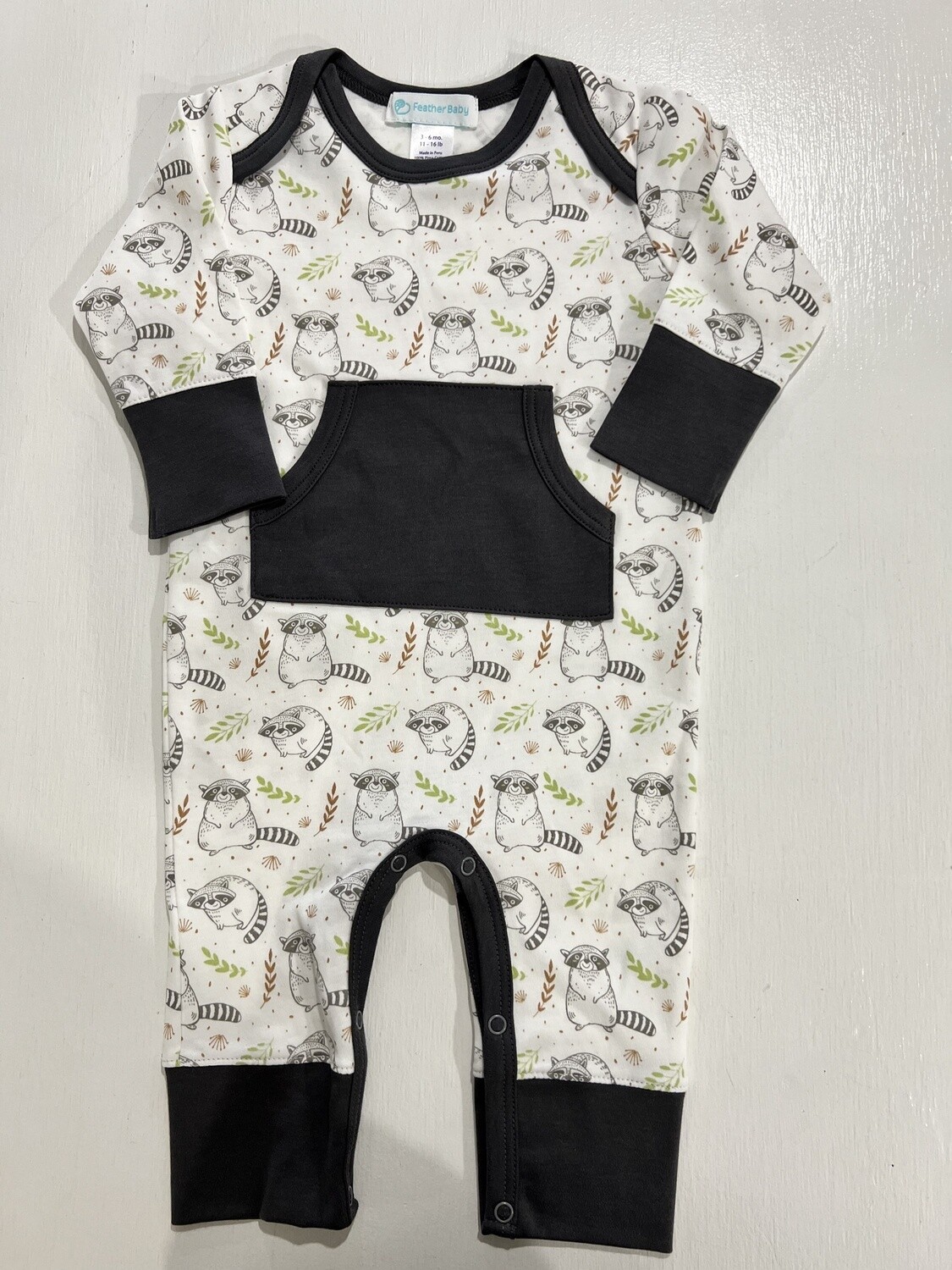 Feather Baby | Raccoon Romper