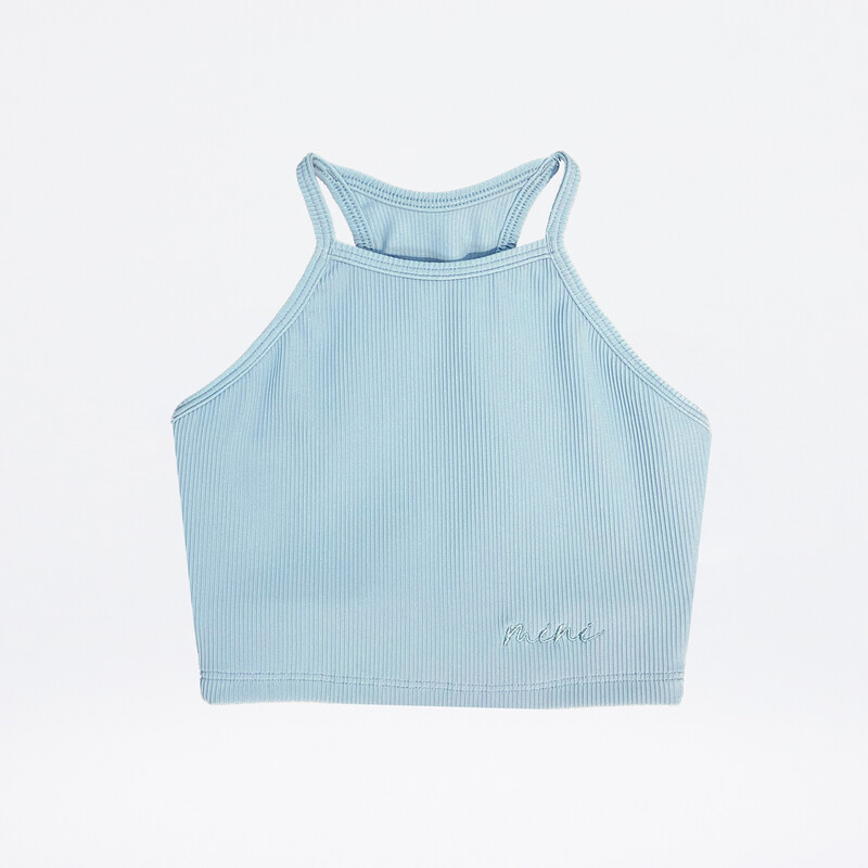 Active Stretch Ribbed Crop Tank | Blue Mini