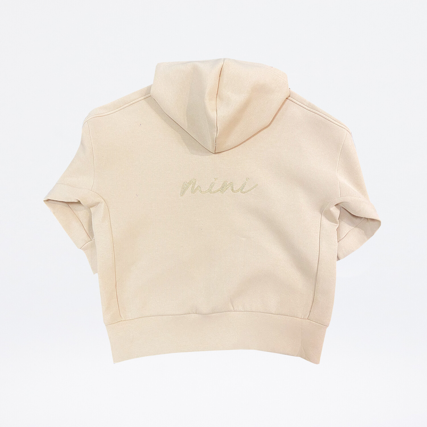 Oversized Chain Stitch Embroidery MINI Hoodie | Nude