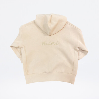 Oversized Chain Stitch Embroidery MINI Hoodie | Nude