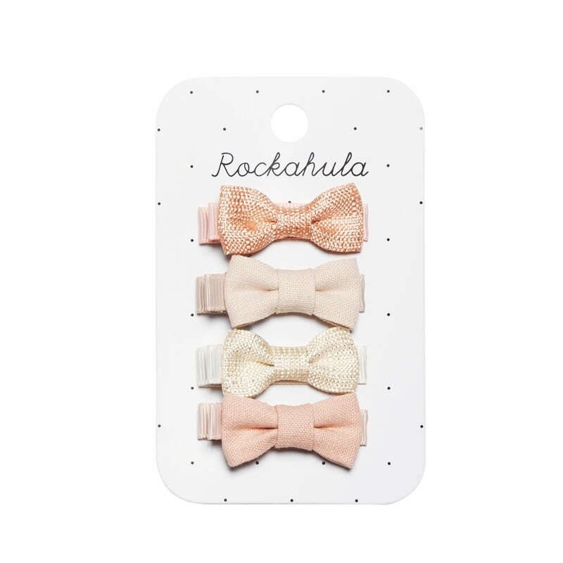 Flora Linen Mini Bow Clips