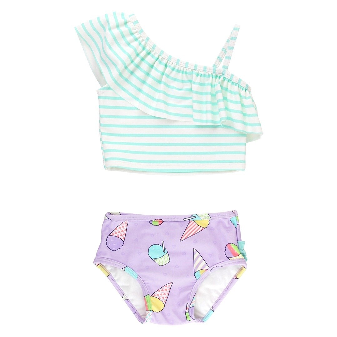 Snow Cones One Shoulder Ruffle Tankini