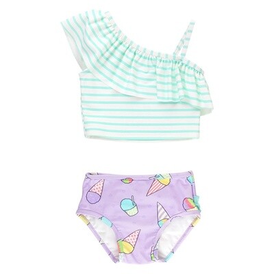 Snow Cones One Shoulder Ruffle Tankini