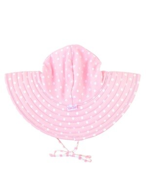 Pink Polka and Stripe Reversible Swim Hat