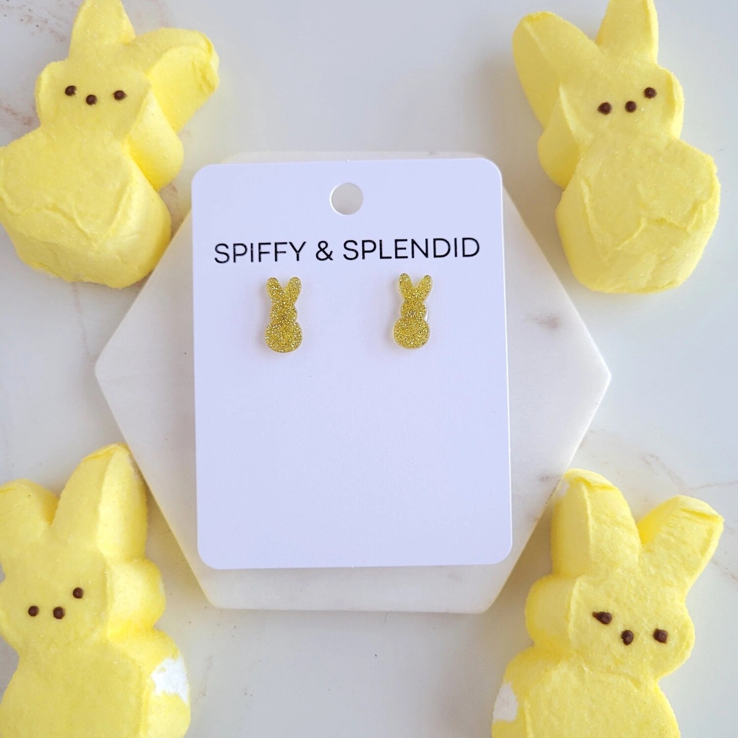 Glitter Bunny Earrings | Yellow
