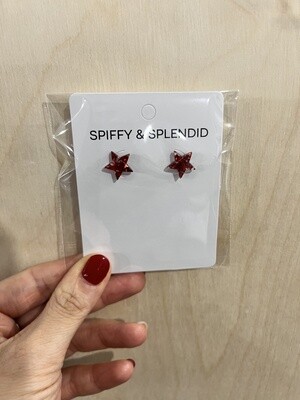 Star Studs | Red Glitter