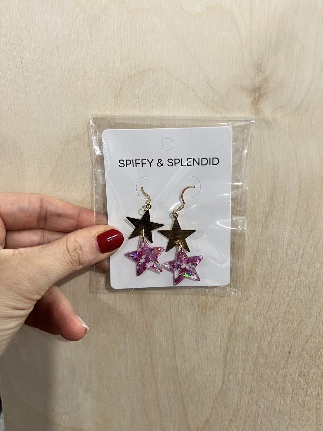 Starry Earrings | Pink Glitter