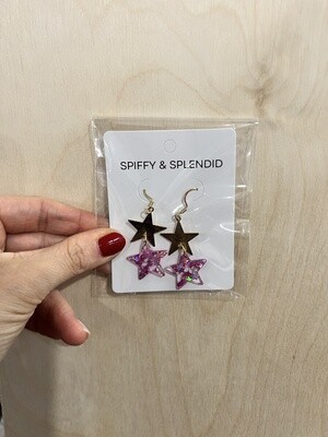 Starry Earrings | Pink Glitter