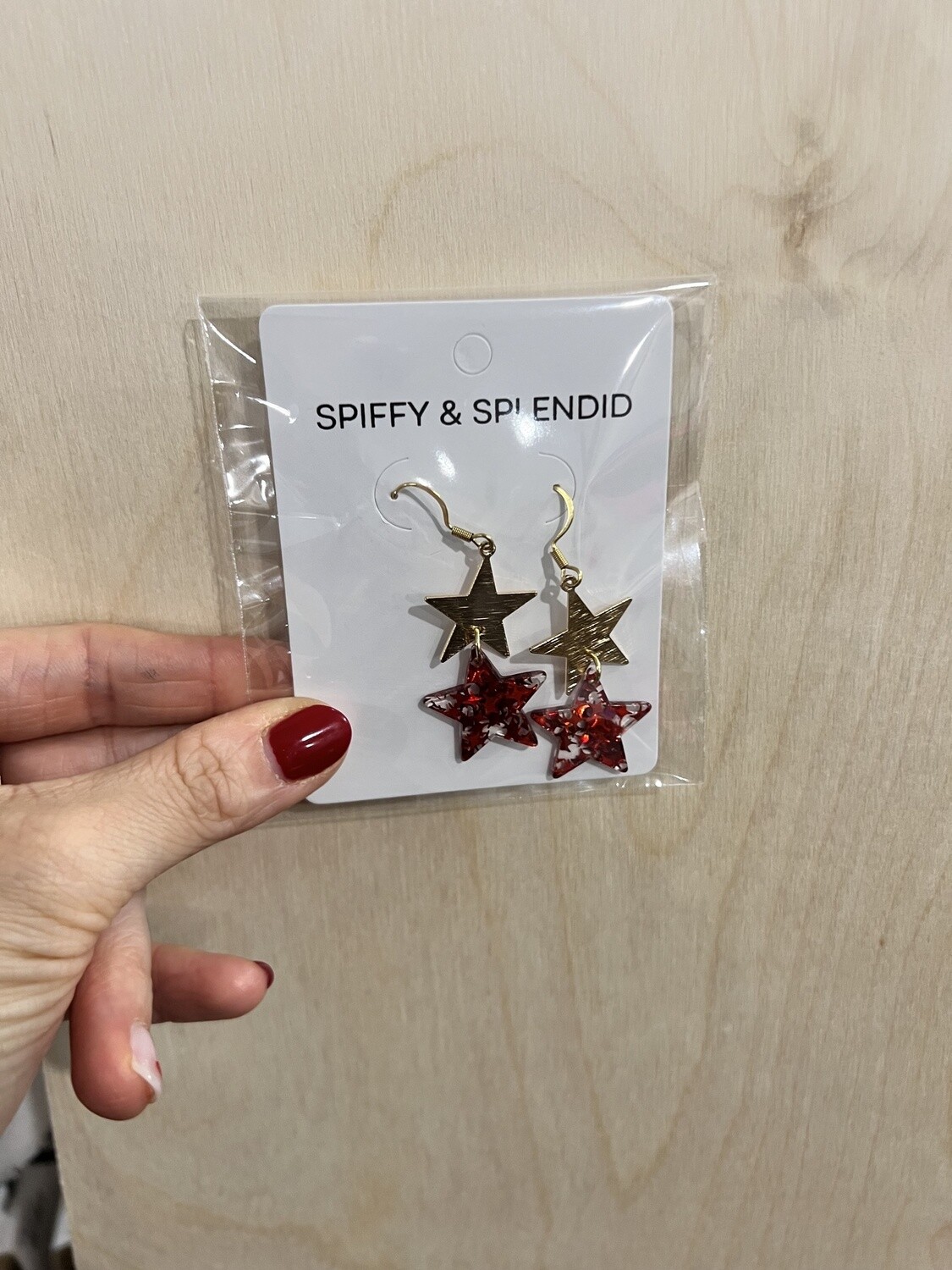 Starry Earrings | Red Glitter