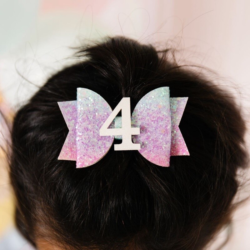 4th Birthday Rainbow Hair Clip