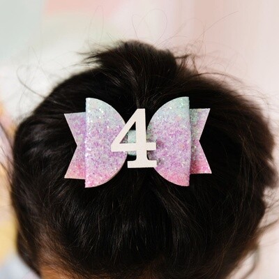 4th Birthday Rainbow Hair Clip