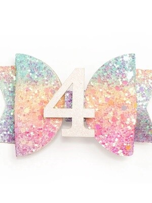4th Birthday Rainbow Hair Clip