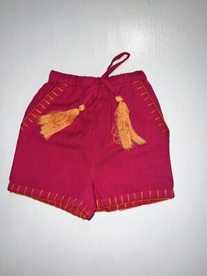 Fuschia Short with Salmon Tassels