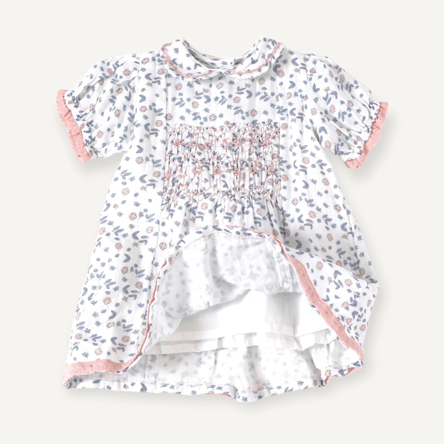 Charlotte Floral Hand-Smocked Baby Dress + Bloomer