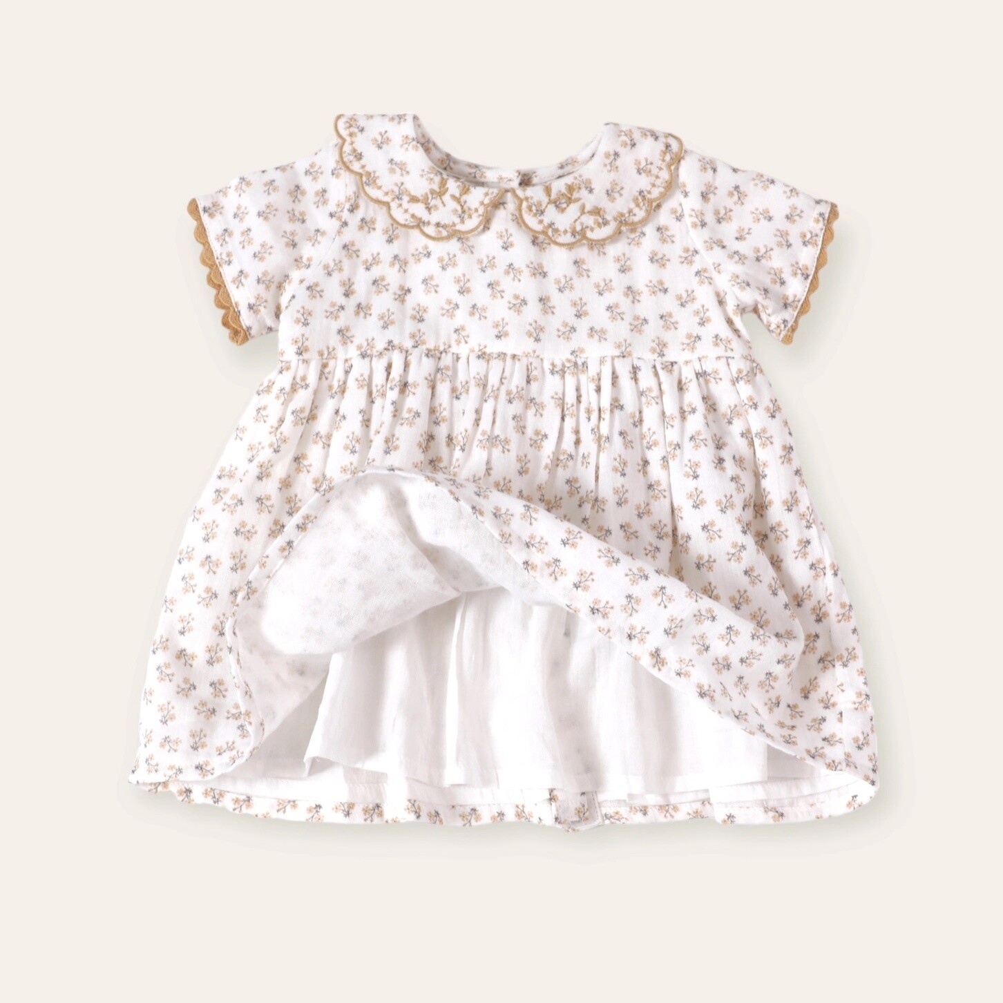 Emilia Ditsy Floral Baby Dress + Bloomer (Organic Muslin)