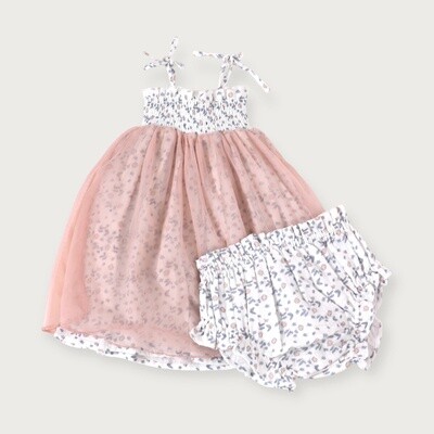 Emma Floral Smocked Baby Tutu Dress + Bloomer